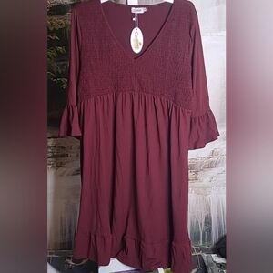 New with tags! Coolmee Womens XL burgundy empire waist vneck maternity dress